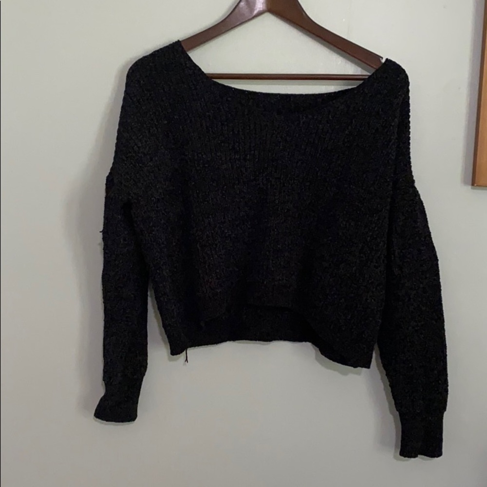 CROPPED CHENILLE SWEATER